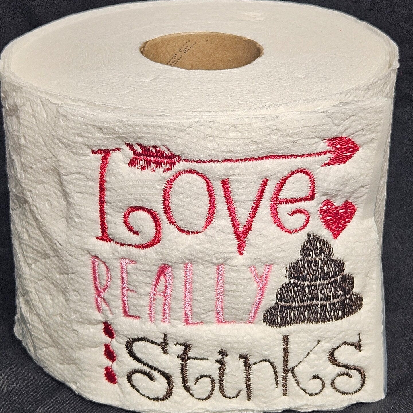 Love really sinks embroidered toilet paper