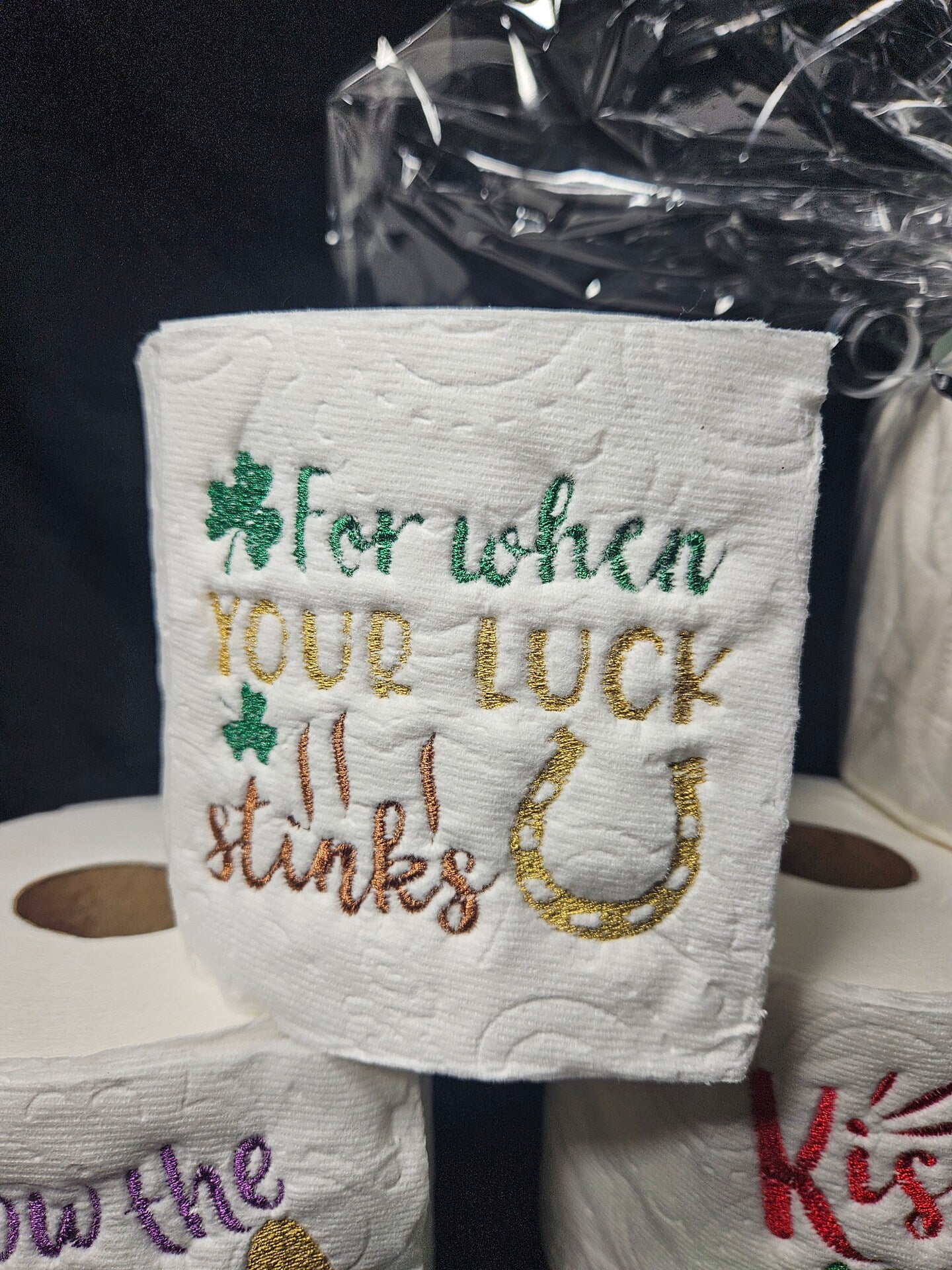 Embroidered Saint Patrick's Day Toilet Paper White Elephant Present Gag Gift Bathroom Humor Home Decore TP Decoration