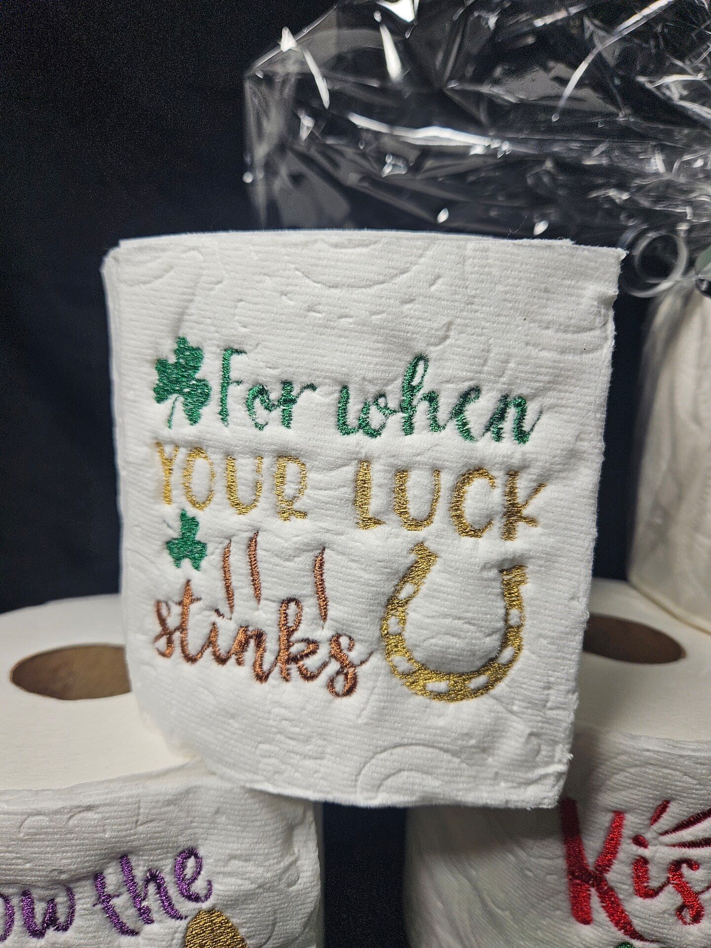 Embroidered toilet paper