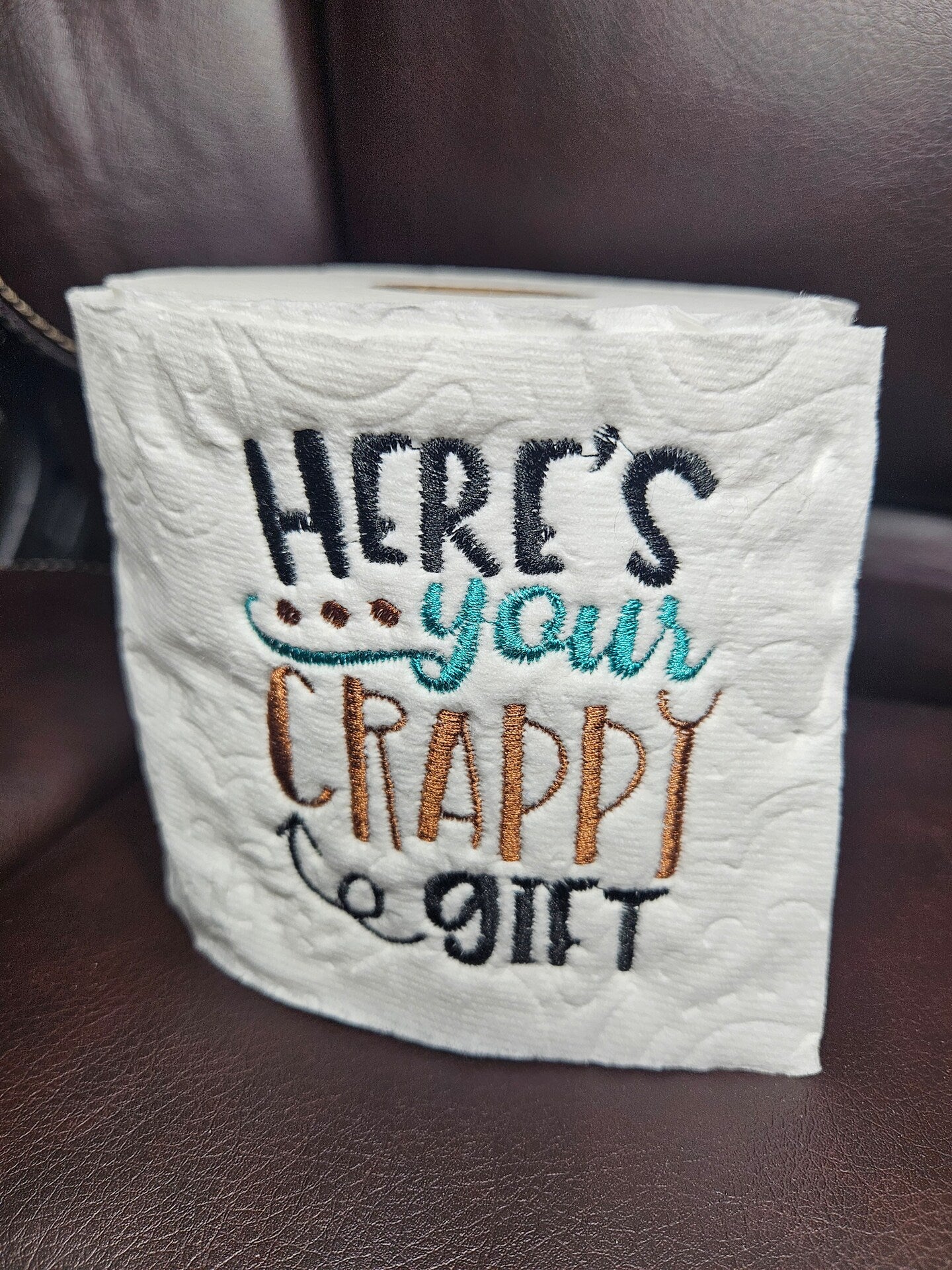 Embroidered Birthday Toilet Paper White Elephant Present Bathroom Humor Home Decor TP Decoration
