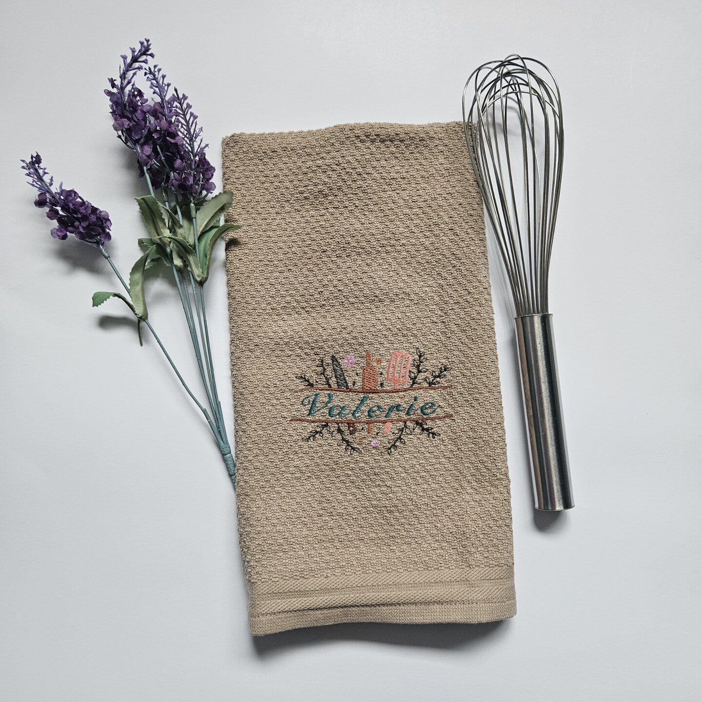Personalized Embroidered Kitchen Towel Thank You Gift Home Decor Cloth Custom Tea Towel