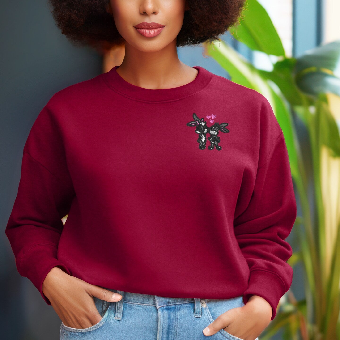 Embroidered Sweatshirt Bunnies Mother's Day Gift Soft Comfy Sweater Gift Custom Unisex Hoodie Custom Crewneck Animal Lover Present