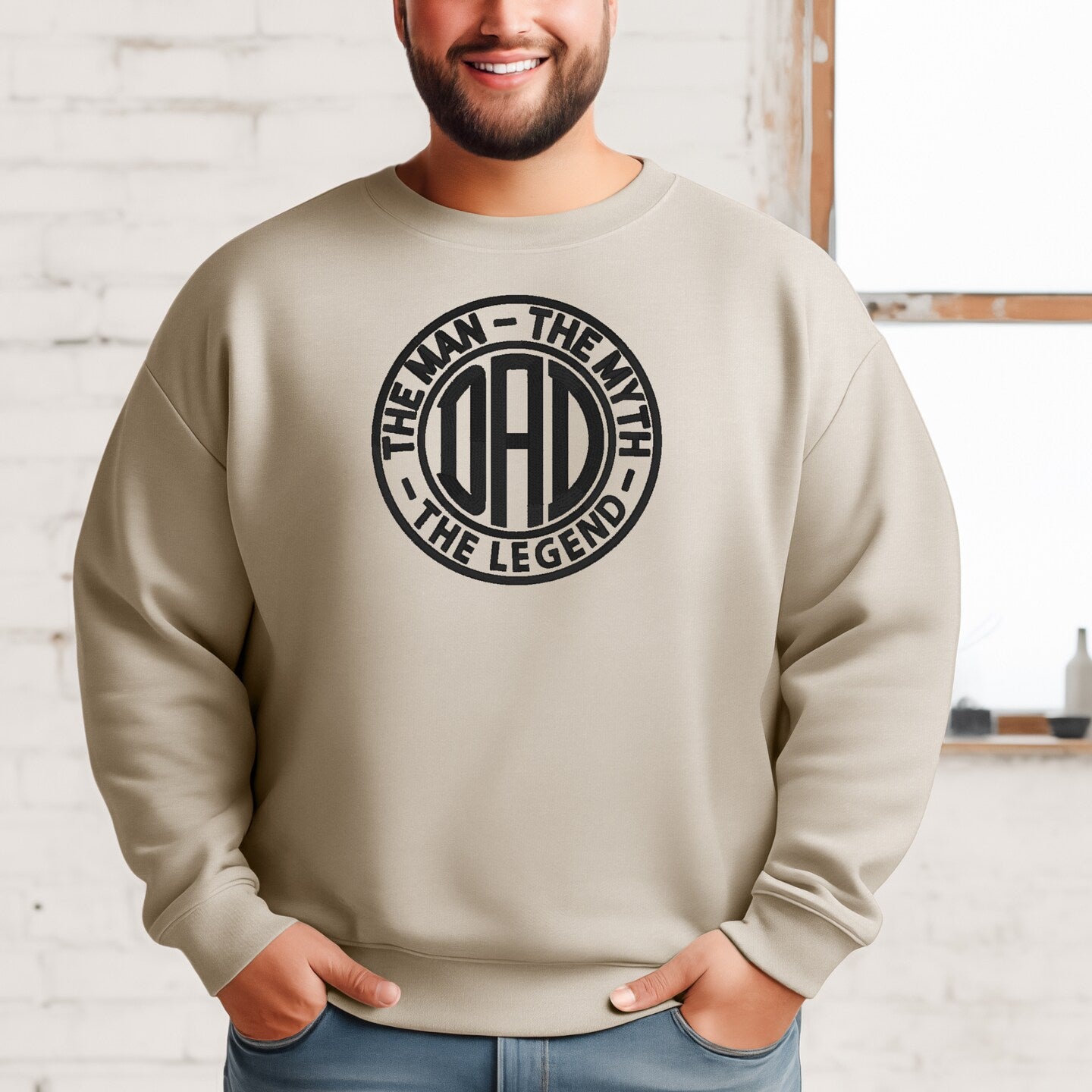 Embroidered Sweatshirt Dad the Man Father's Day Gift New Dad Present Sweater Unisex Hoodie Custom Crewneck Sweatshirt