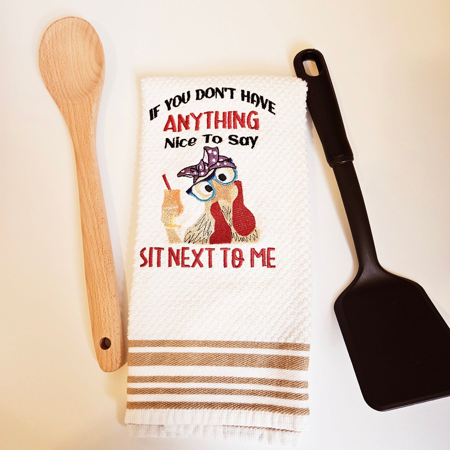 Embroidered Kitchen Towel Humor Chicken Towel Thank You Gift Home Décor Cloth Custom Tea Towel Chicken Kitchen Towels