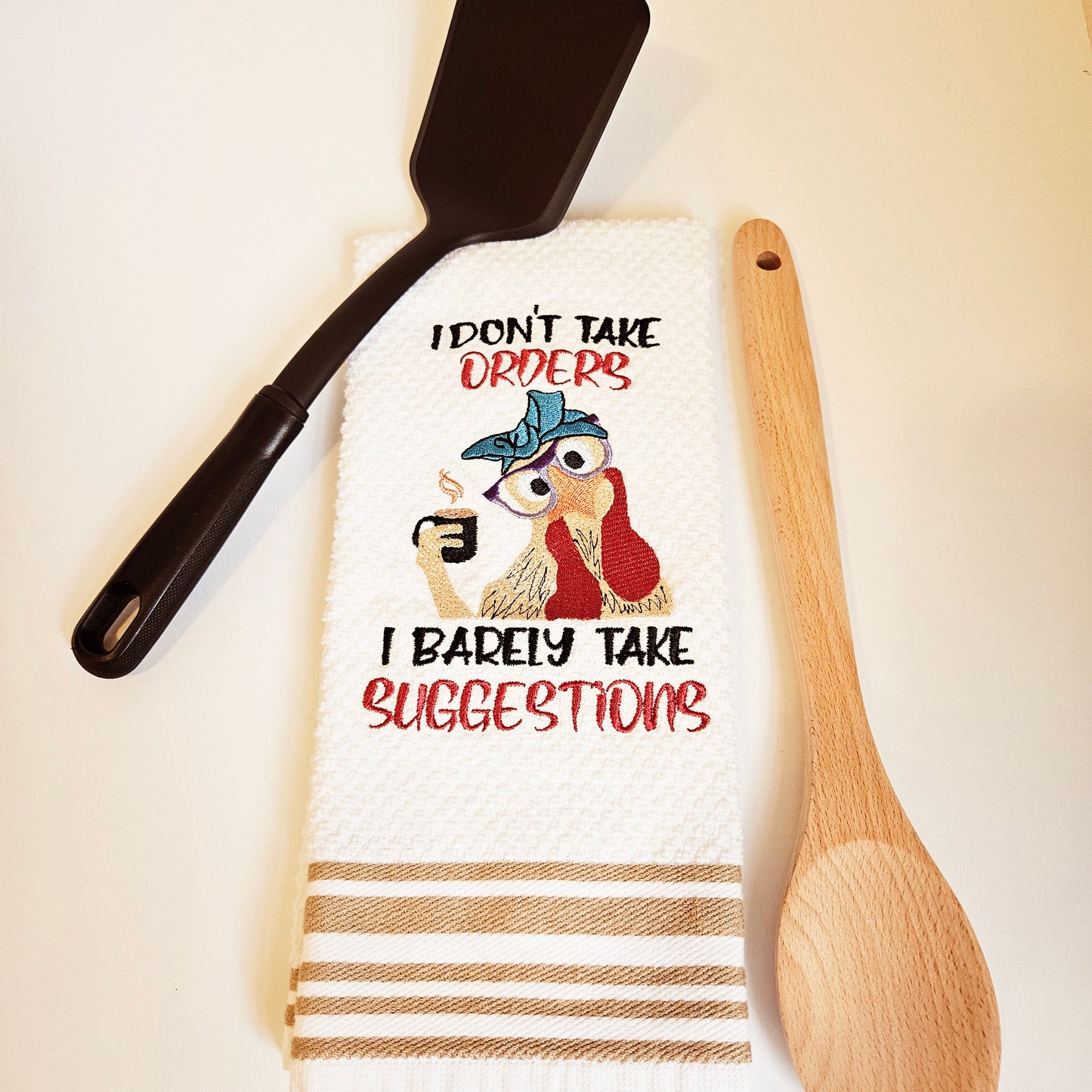 Embroidered Kitchen Towel Humor Chicken Towel Thank You Gift Home Décor Cloth Custom Tea Towel Chicken Kitchen Towels