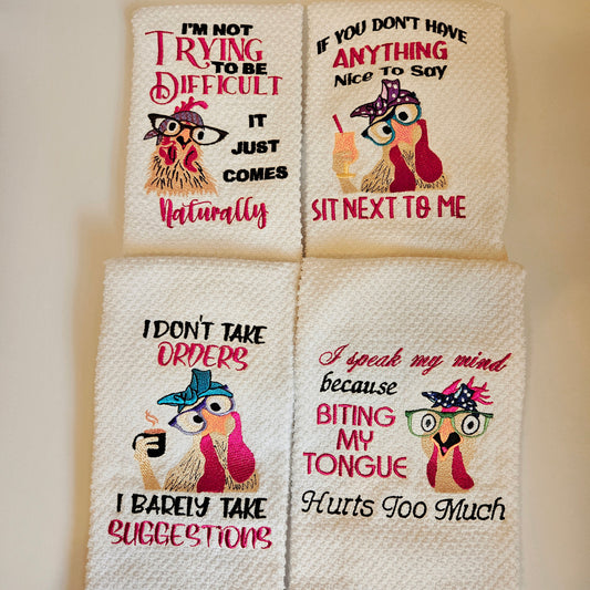 Embroidered Kitchen Towel Humor Chicken Towel Thank You Gift Home Décor Cloth Custom Tea Towel Chicken Kitchen Towels