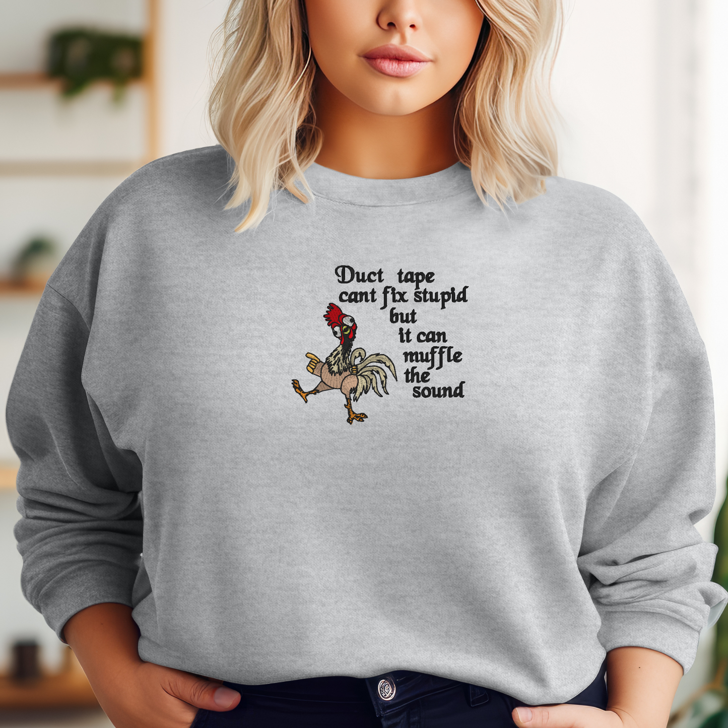 Embroidered Sweatshirt Chicken Sweater Comfy Gift Women's and Men's Funny Pullover Present Unisex Hoodie Embroidered Custom Crewneck