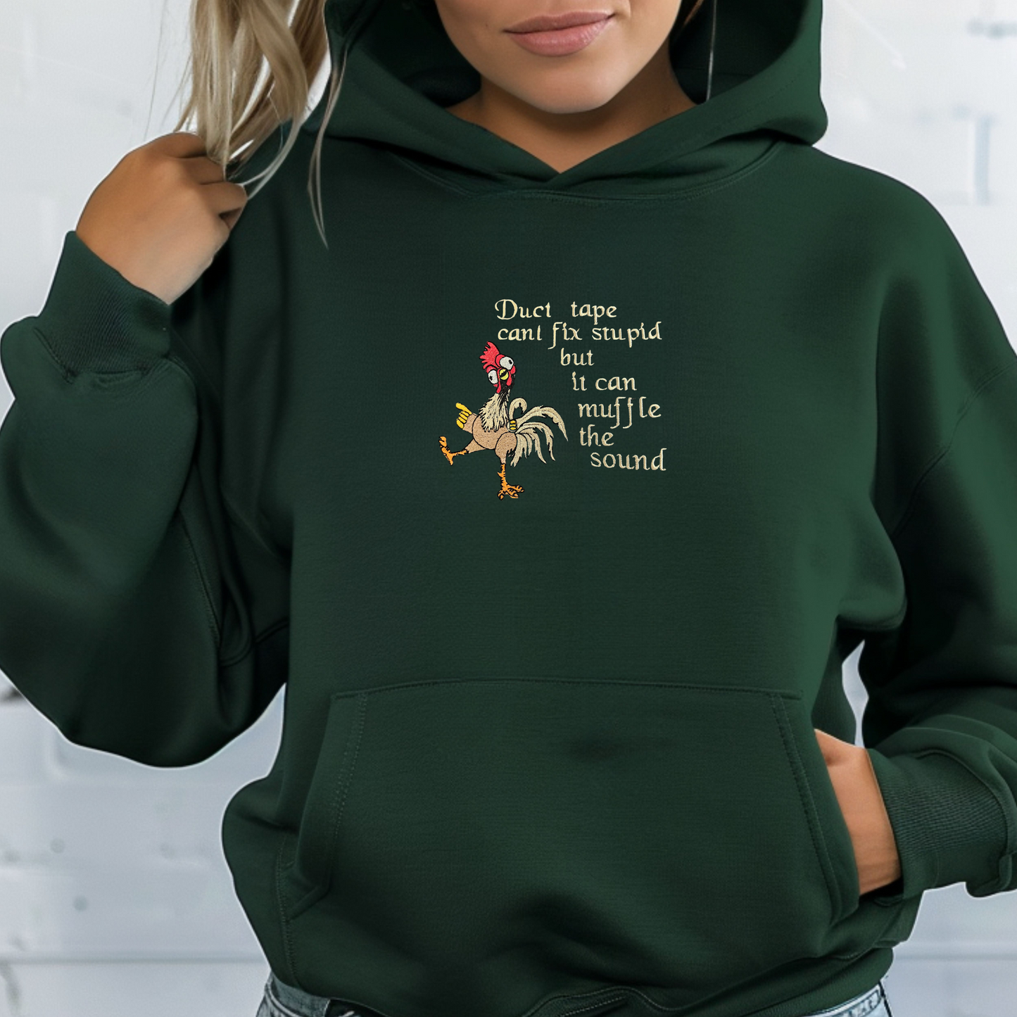 Embroidered Sweatshirt Chicken Sweater Comfy Gift Women's and Men's Funny Pullover Present Unisex Hoodie Embroidered Custom Crewneck
