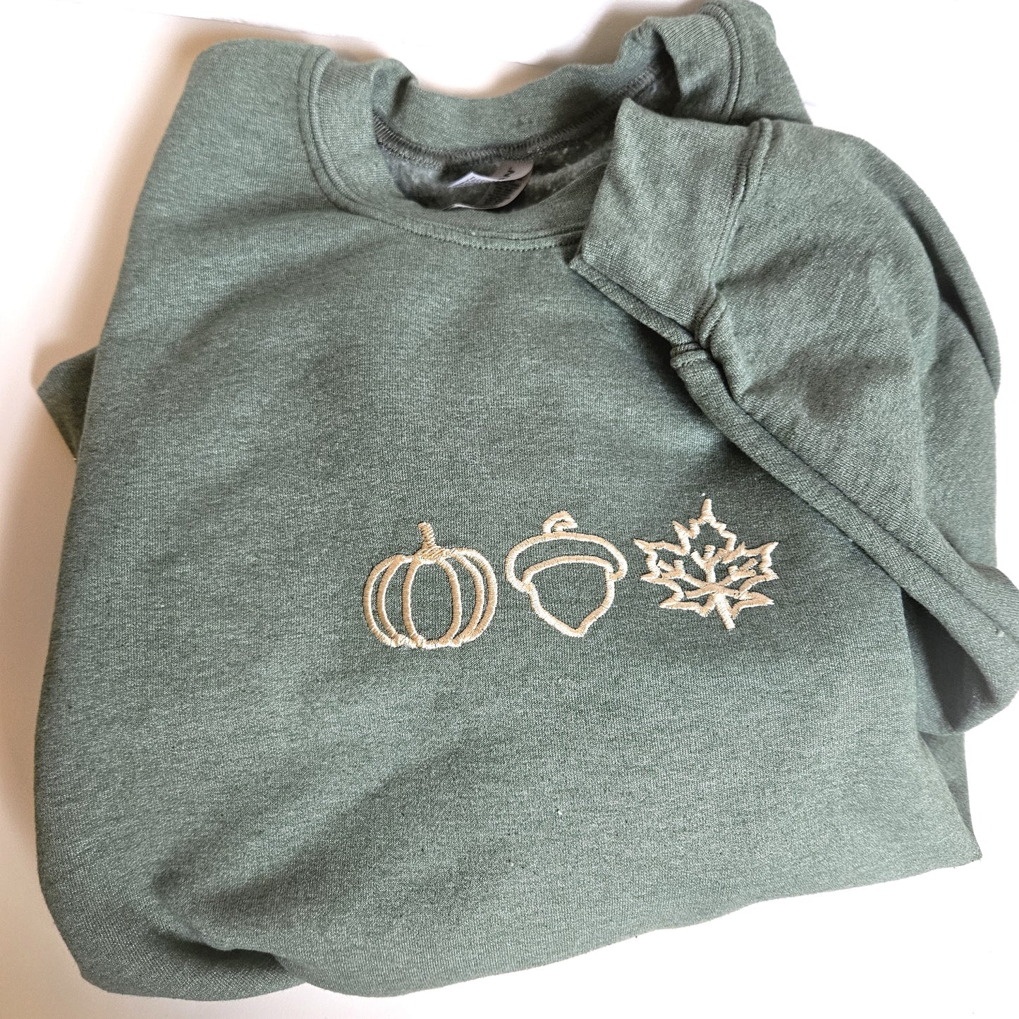 Embroidered Fall Sweatshirt Pumkin Acorn Leaf Womens Sweater Gift Comfy Pullover Unisex Hoodie Embroidered Custom Crewneck for Mom