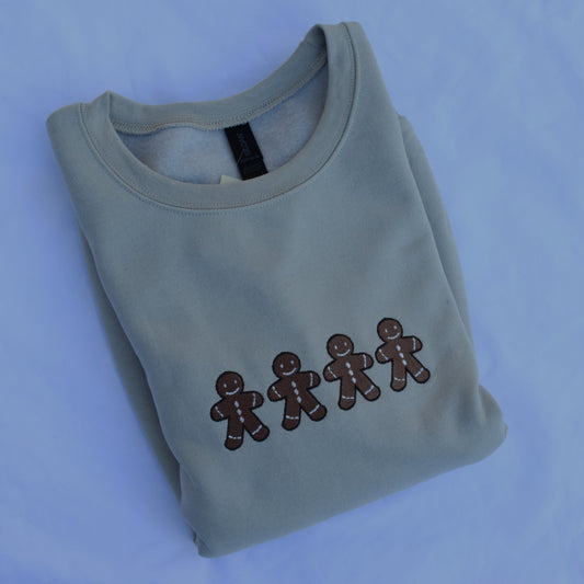 Gingerbread Men Embroidered Sweatshirt | Christmas Cookie Crewneck or Hoodie | Gildan | Made to Order | 11 Colors Available
