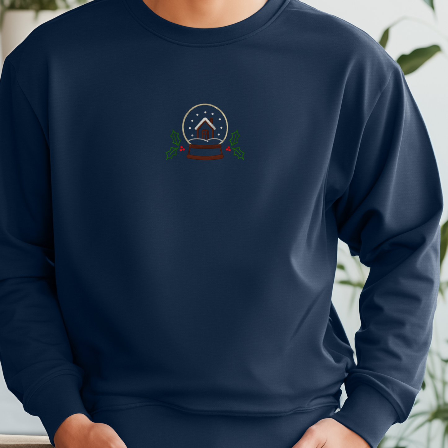 Snow Globe Embroidered Sweatshirt | Cozy Winter Christmas Crewneck or Hoodie | Gildan | Made to Order | 11 Colors Available