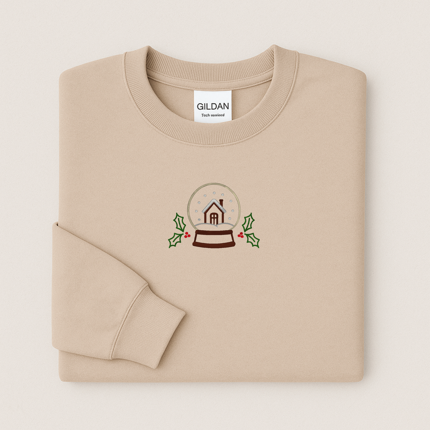 Snow Globe Embroidered Sweatshirt | Cozy Winter Christmas Crewneck or Hoodie | Gildan | Made to Order | 11 Colors Available