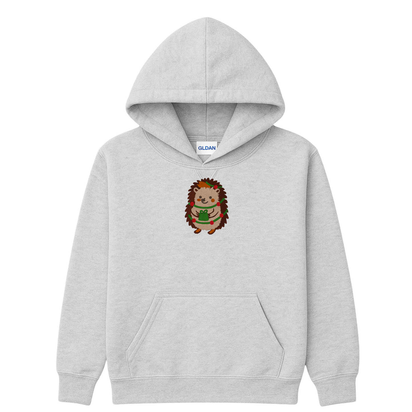 Christmas Hedgehog Embroidered Sweatshirt | Cute Animal Holiday Crewneck or Hoodie | Gildan | Made to Order | 11 Colors Available