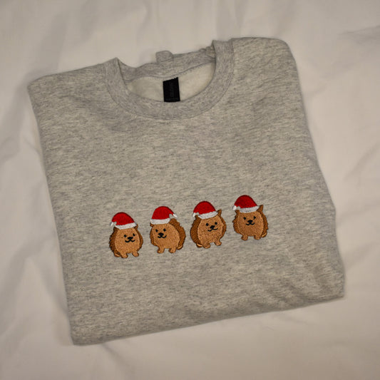 Embroidered Holiday Hedgehog Sweatshirt | Cute Christmas Design | Made to Order
