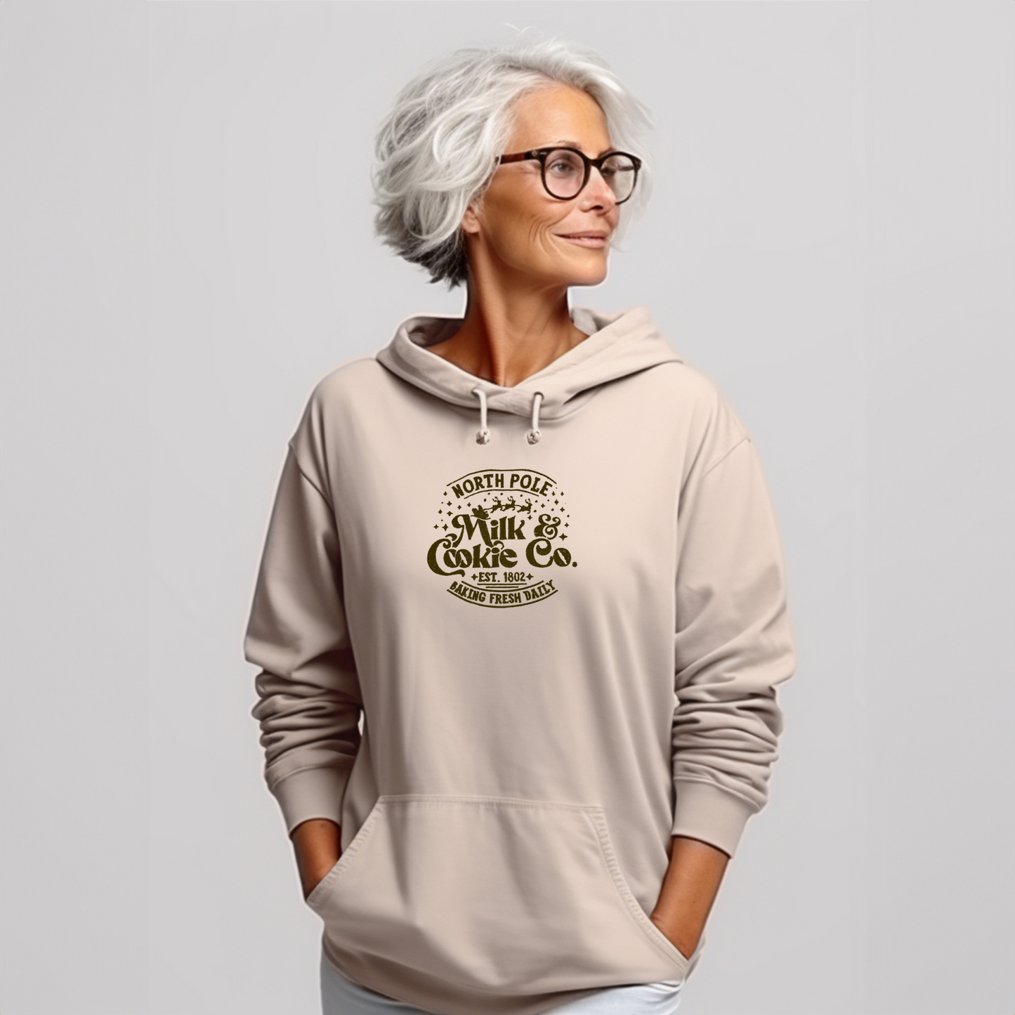 Embroidered Sweatshirt North Pole Milk Cookies Co Sweater Comfy Women's and Men's Pullover Present Unisex Hoodie Embroidered Custom Crewneck