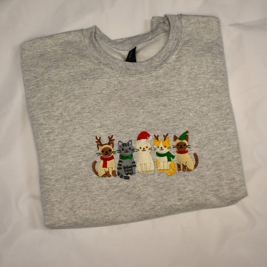 Holiday Cat Crewneck | Embroidered Christmas Cats | Made to Order