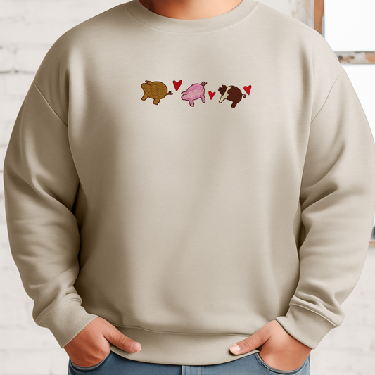 Embroidered Sweatshirt Pigs Sweater Mother's Day Gift Custom Unisex Hoodie Custom Crewneck Animal Lover Present