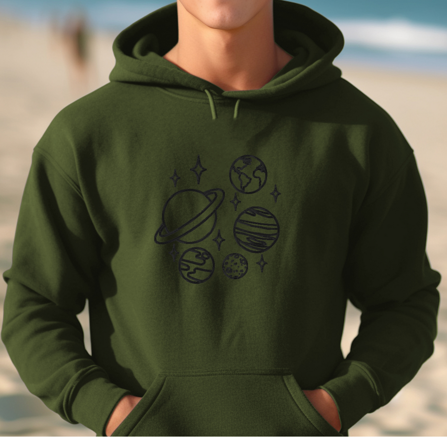 Planets Embroidered Sweatshirt | Outer Space Galaxy Hoodie or Crewneck | Gildan | Made to Order | 11 Colors Available