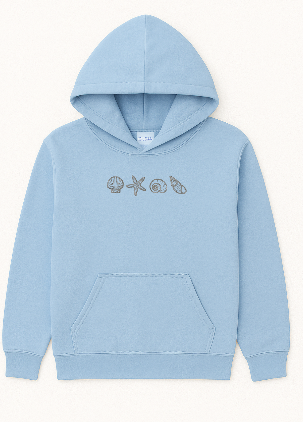 Embroidered Coastal Sea Shell Sweatshirt | Gildan Crewneck or Hoodie | 11 Color Options | Made to Order