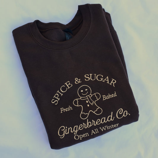 Gingerbread Co. Embroidered Sweatshirt | Spice & Sugar Holiday Crewneck or Hoodie | Gildan | Made to Order | 11 Colors Available