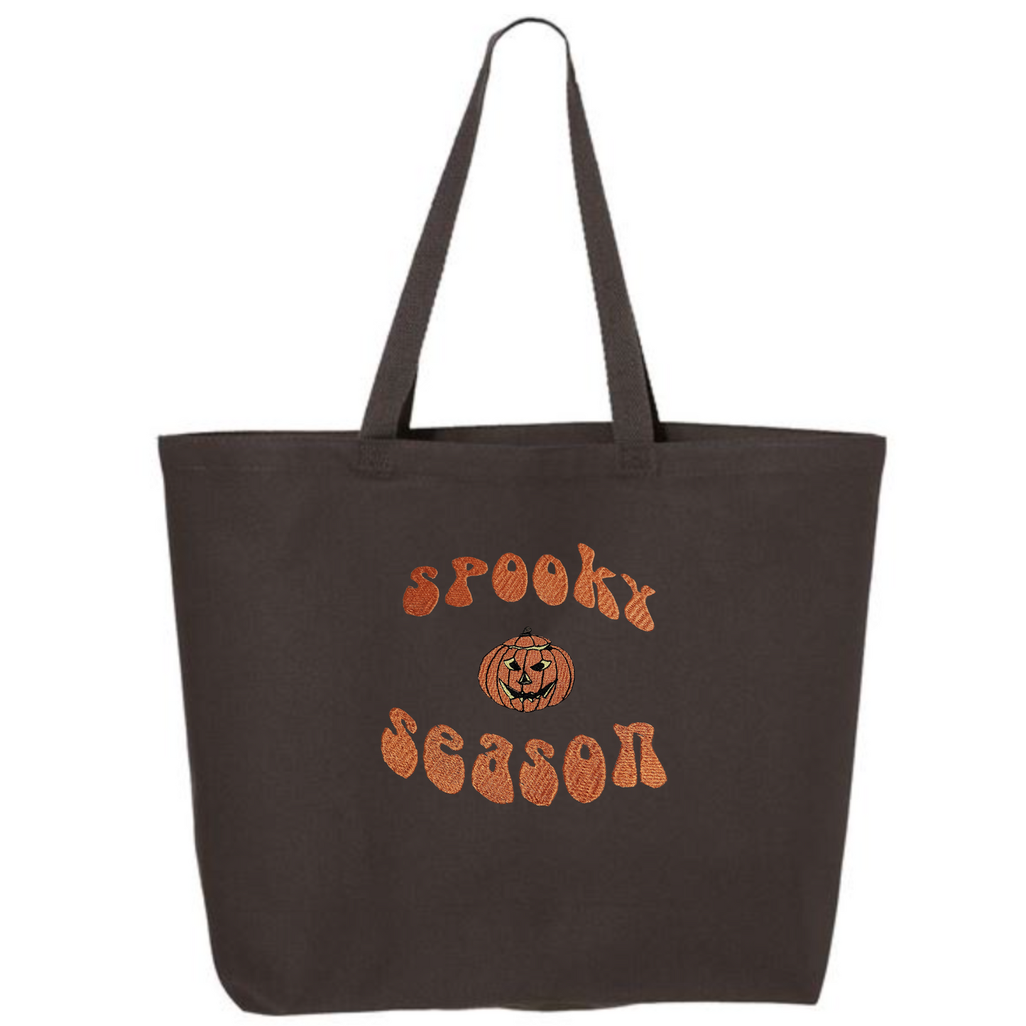 Embroidered Spooky Season Canvas Book Bag Reusable Grocery Sack Custom Shopping Bag Canvas Book Tote for Mom Birthday Gift Bag