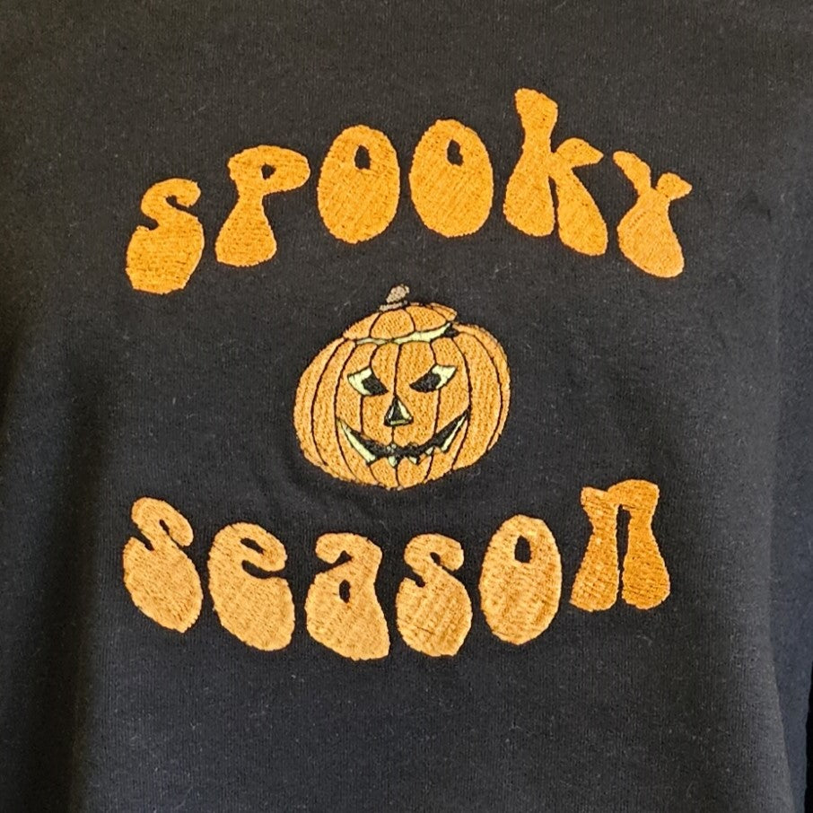 Embroidered Spooky Season Sweatshirt Sweater Gift for Women and Men Cute Comfy Pullover Present Unisex Hoodie Halloween Shirt