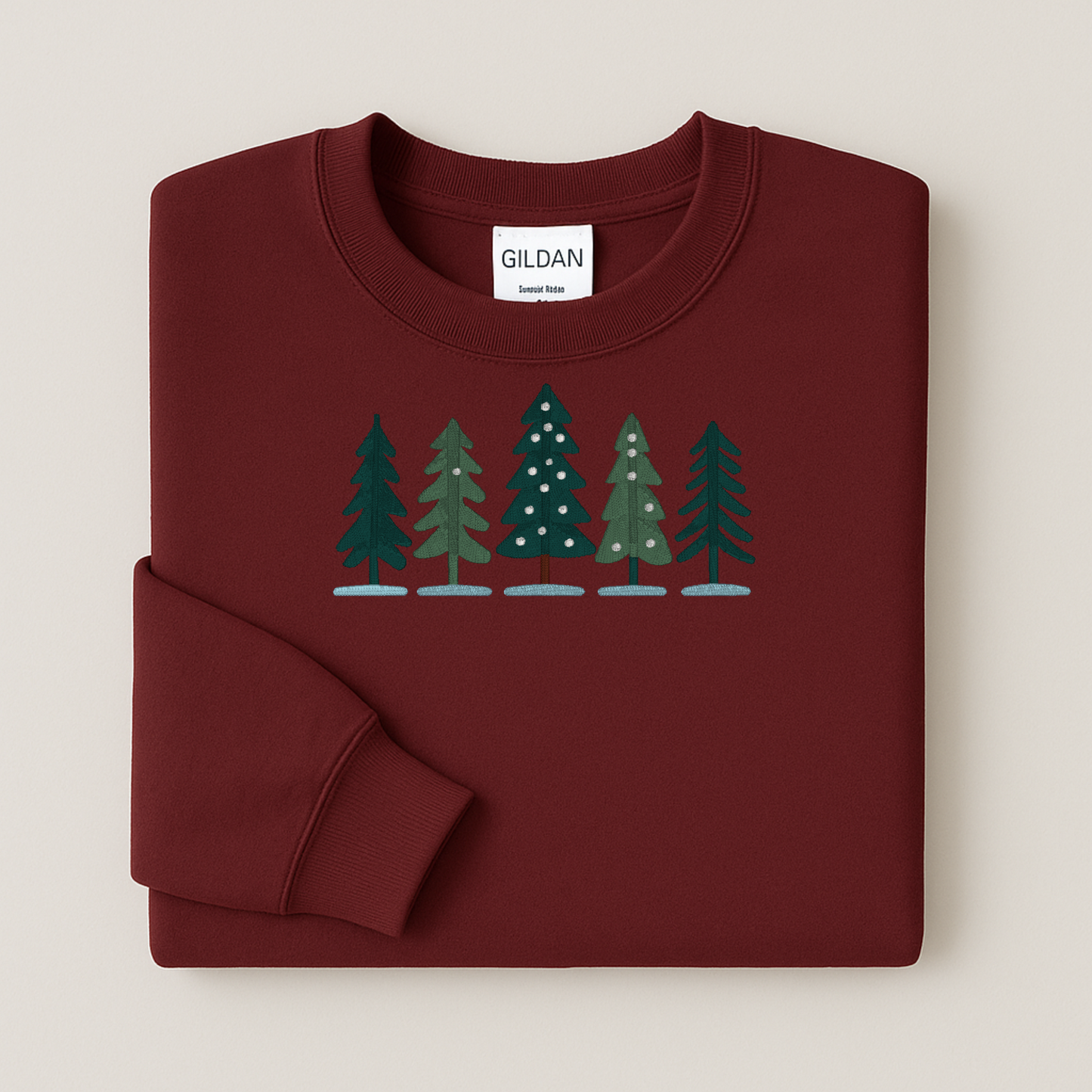 Pine Trees Embroidered Sweatshirt | Winter Forest Hoodie or Crewneck | Gildan | Made to Order | 11 Colors Available