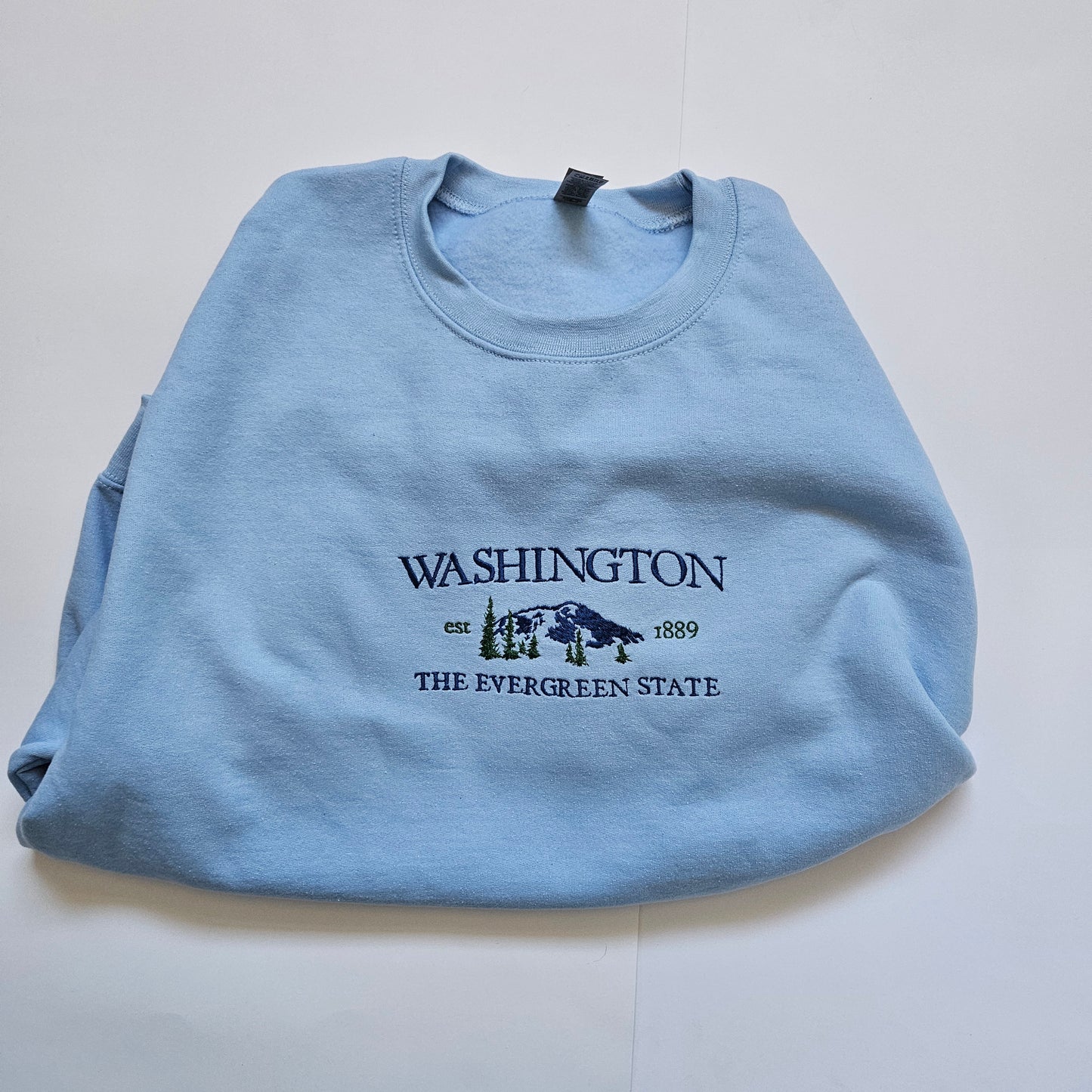 Embroidered T-shirt Washington State Womens Tee Shirt Gift Unisex Comfy Pullover Shirt Teen Present Embroidered Custom Crewneck T-shirt