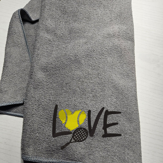 Embroidered Love Tennis Towel Microfiber Gym Cloth Fitness Minded Gift Coach Present Embroidered Custom Workout Towel Unisex Gym Towel