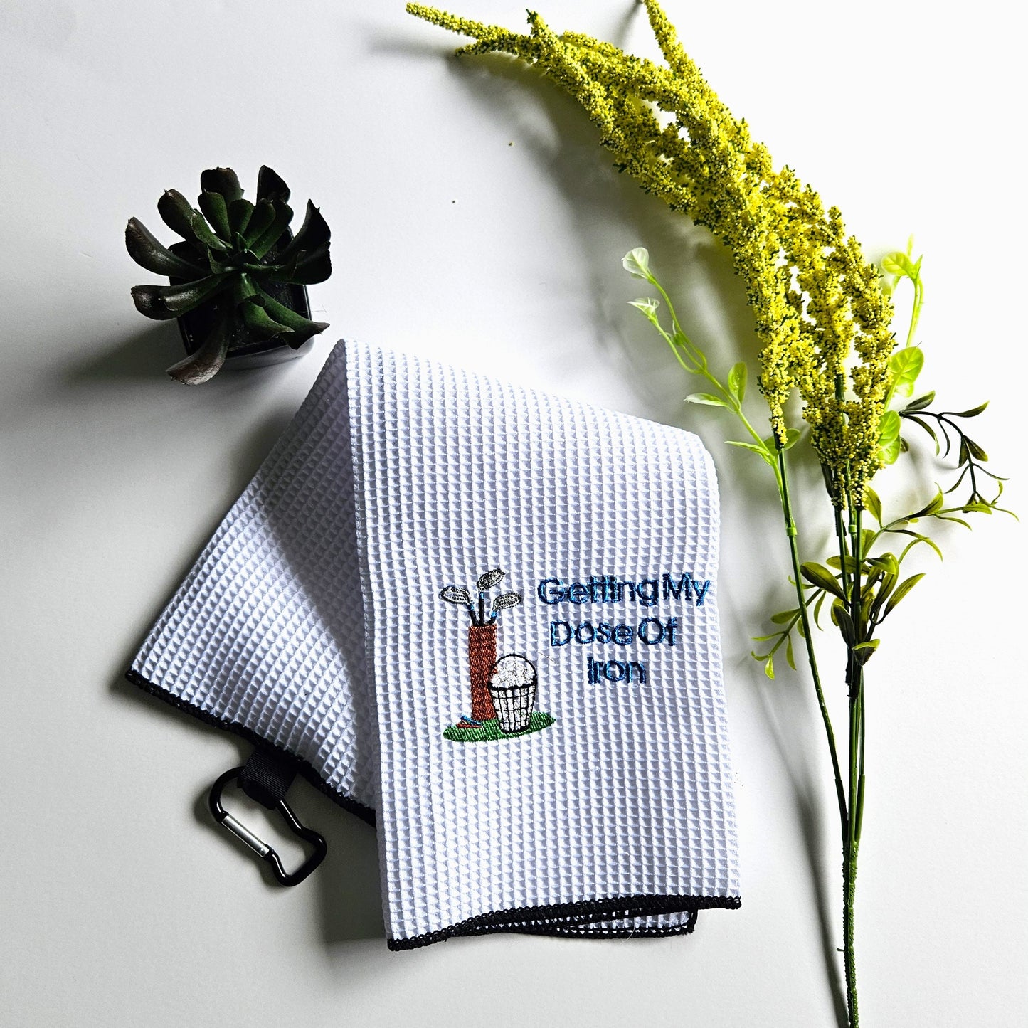 Embroidered Golf Towel Microfiber Waffle-weave Gym Cloth Fitness Minded Gift Coach Present Embroidered Workout Towel