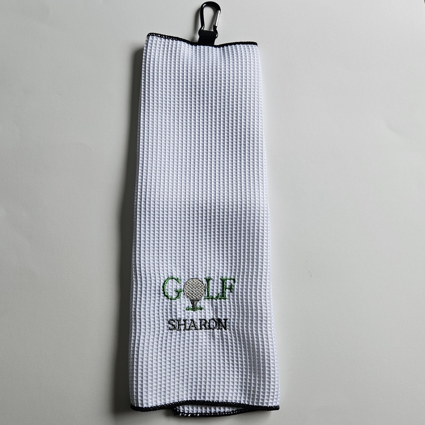 Personalized Embroidered Golf Towel Microfiber Waffle-weave Gym Cloth Fitness Minded Gift Coach Present Embroidered Workout Towel