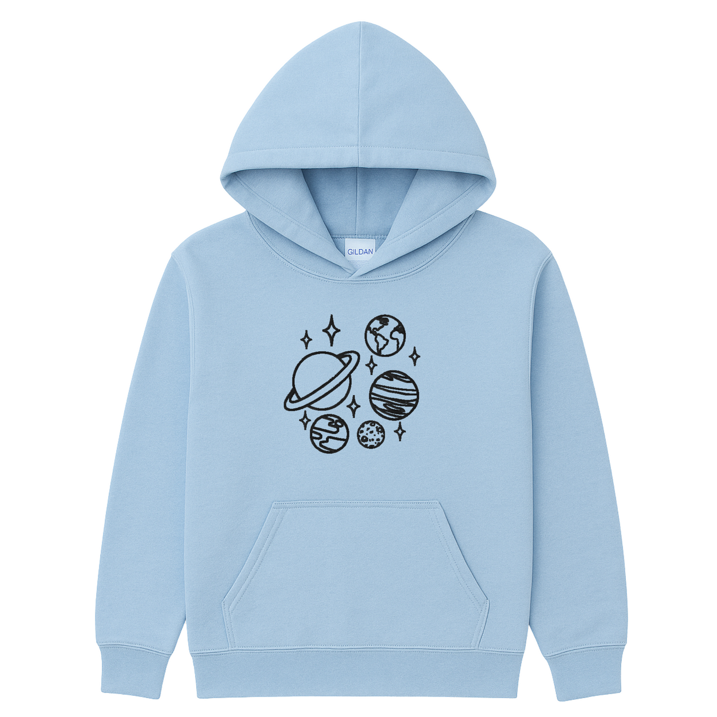 Planets Embroidered Sweatshirt | Outer Space Galaxy Hoodie or Crewneck | Gildan | Made to Order | 11 Colors Available