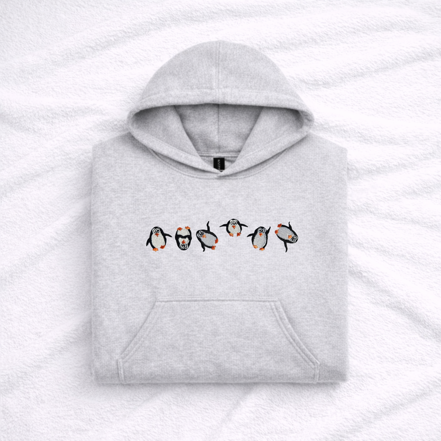 Embroidered Sweatshirt Row of Penguins