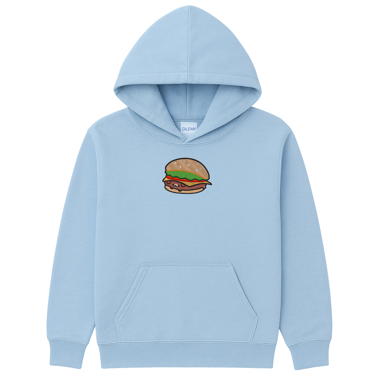 Hamburger Dog Embroidered Hoodie or Crewneck | Funny Dog Lover Sweatshirt | Cute Pet Hamburger Pullover | Gildan | 11 Colors