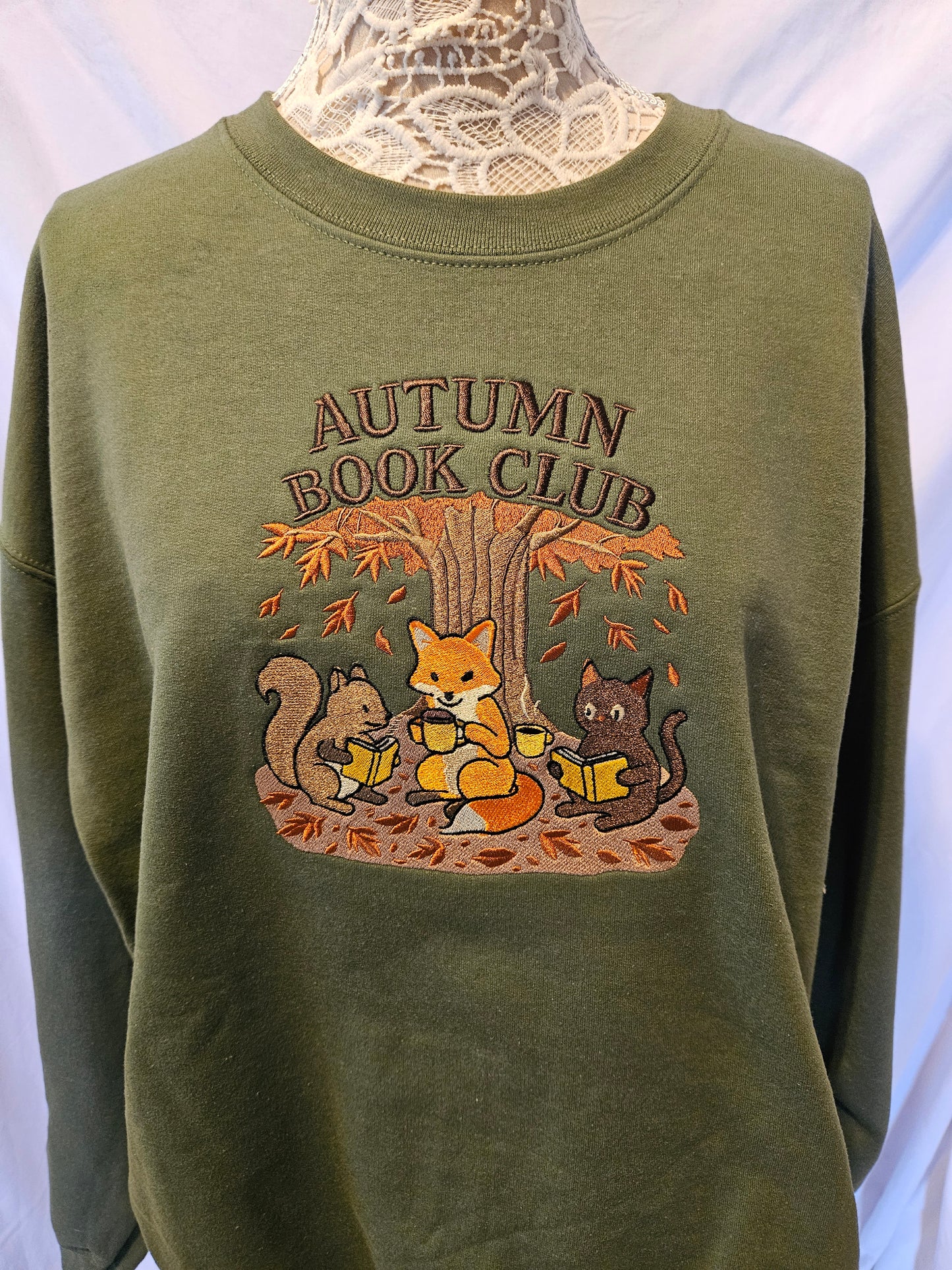 Autumn Book Club Embroidered Sweatshirt | Cozy Fall Crewneck or Hoodie | Made to Order in 10 Colors