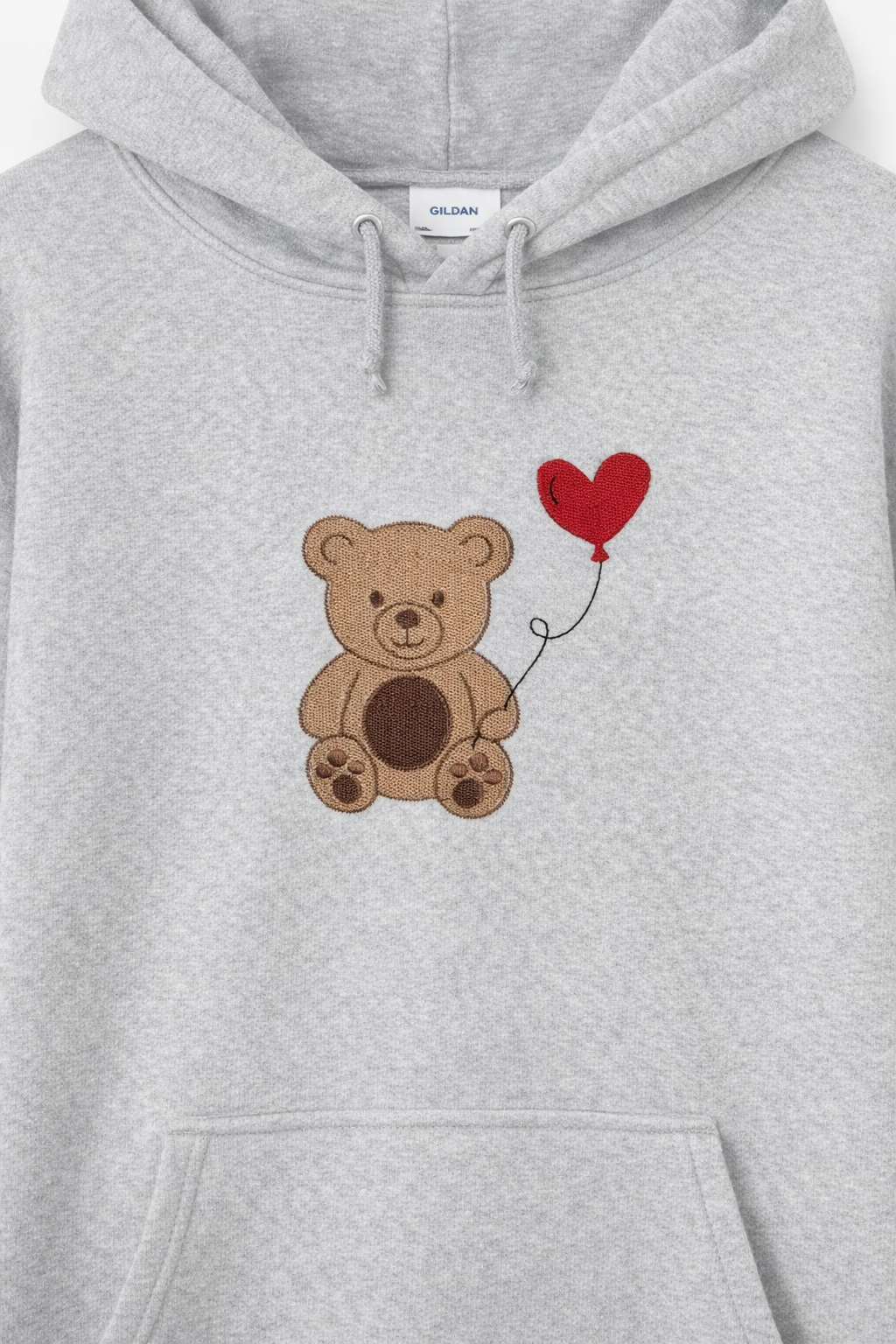 Teddy Bear Heart Balloon Embroidery | Hoodie or Crewneck Sweatshirt | Made to Order | 11 Color Options