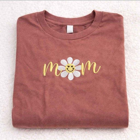 Mom Sunflower Embroidered T-shirt