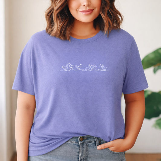 Cute Chicken Embroidered Shirt | Simple Farm Line Art Tee | Comfort Colors