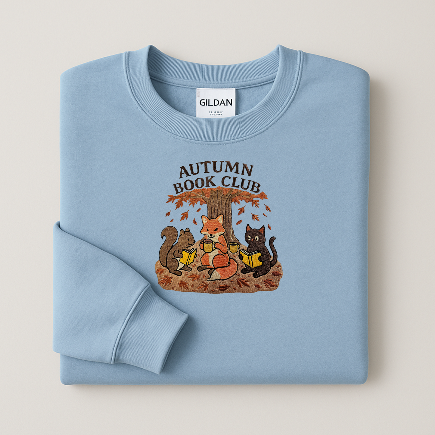 Autumn Book Club Embroidered Sweatshirt | Cozy Fall Crewneck or Hoodie | Made to Order in 10 Colors