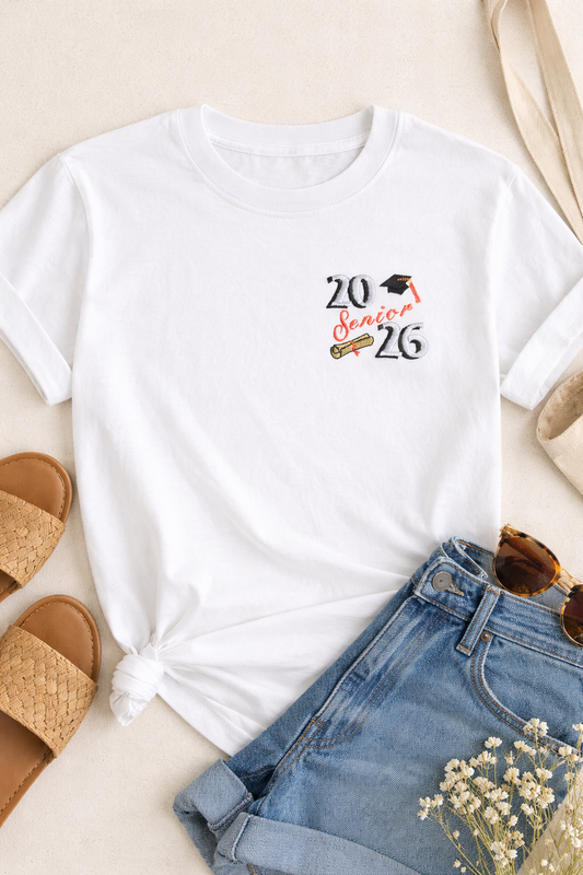 Senior Embroidered T-Shirt | Comfort Colors Graduation Shirt | Made to Order | 14 Colors