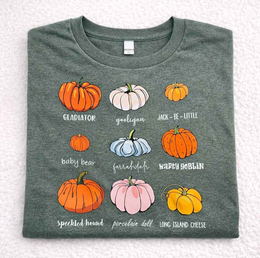 Heather Green Pumpkins Printed T-Shirt