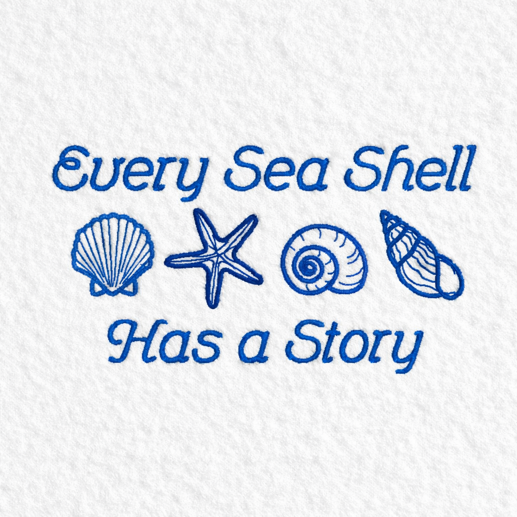 Every Sea Shell Has a Story Embroidered Sweatshirt | Beach Quote Hoodie or Crewneck | Gildan | Made to Order | 11 Colors Available