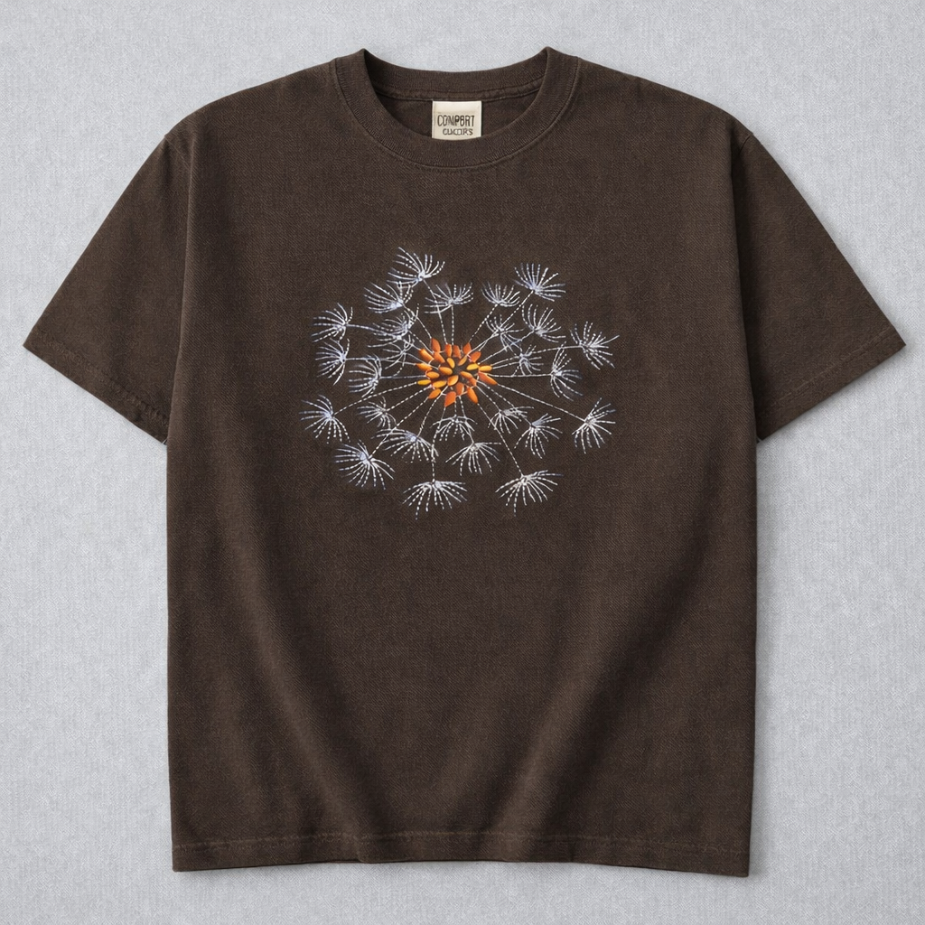 Embroidered Dandelion T-Shirt | Comfort Colors | 14 Color Options | Made to Order