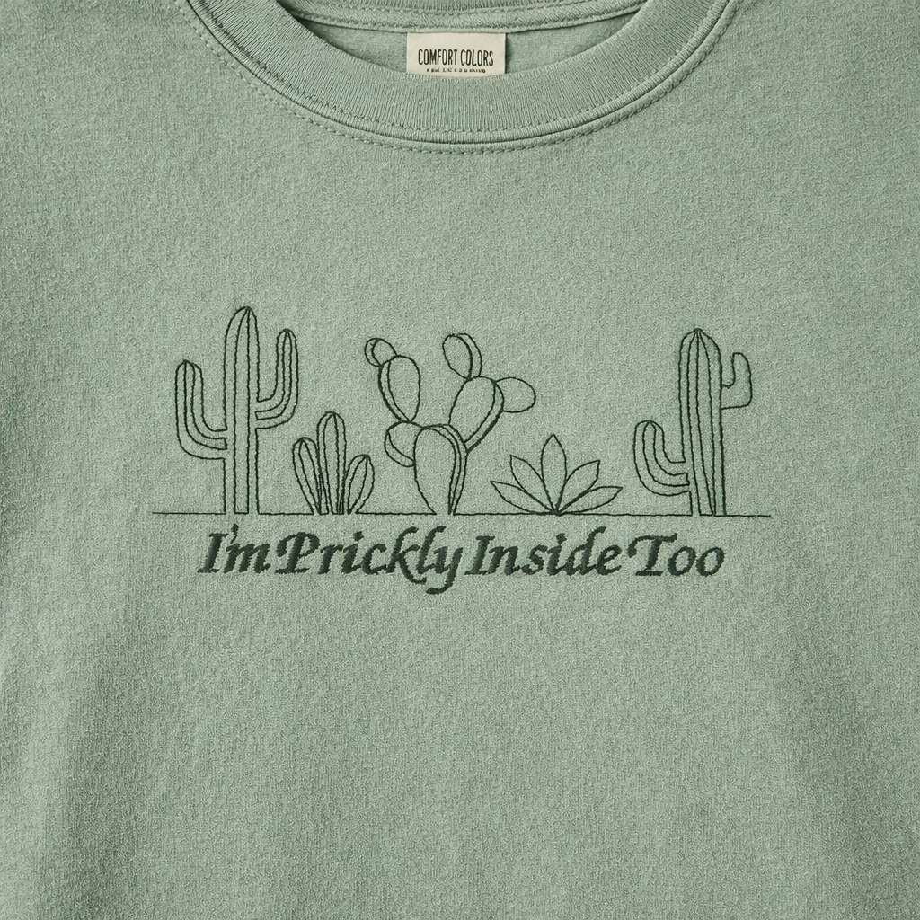 I’m Prickly Inside Too Embroidered Comfort Colors T-Shirt | Funny Cactus Shirt | 14 Colors | Made to Order