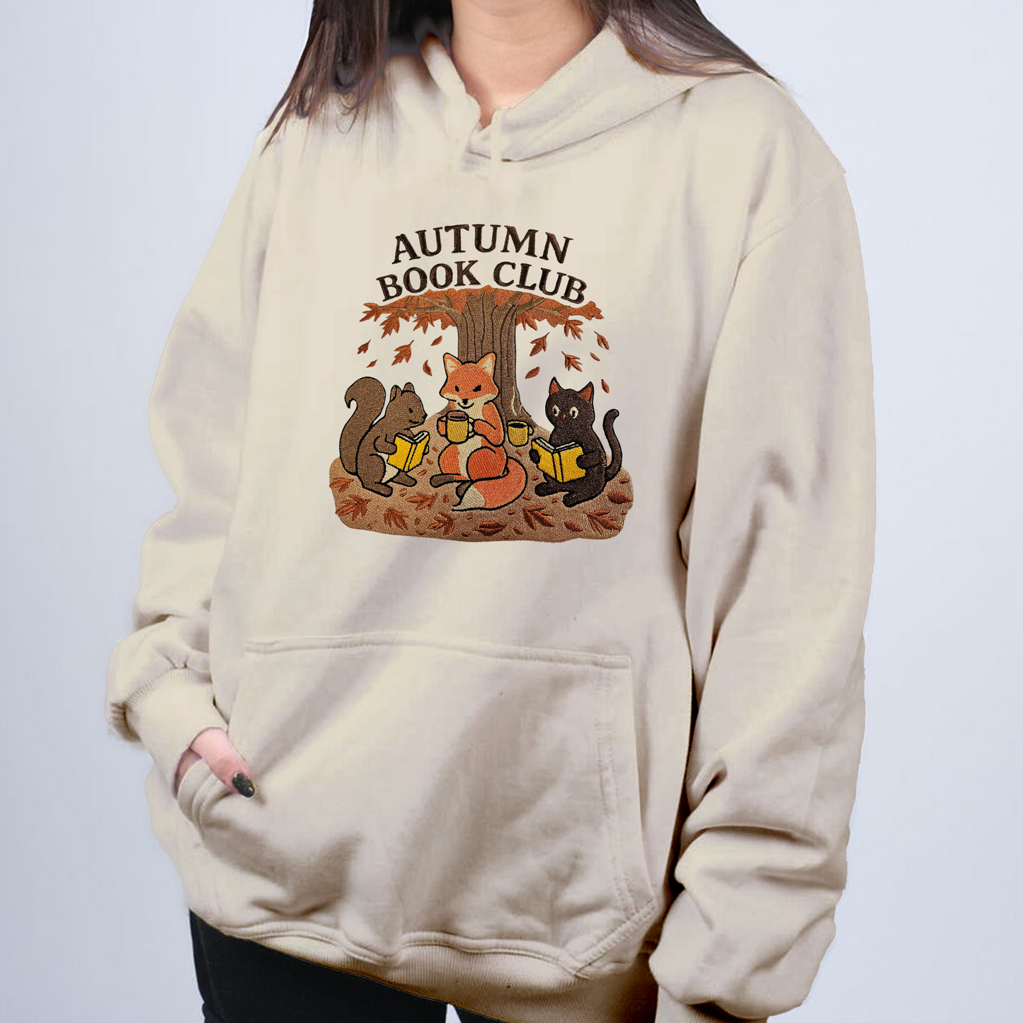 Autumn Book Club Embroidered Sweatshirt | Cozy Fall Crewneck or Hoodie | Made to Order in 10 Colors