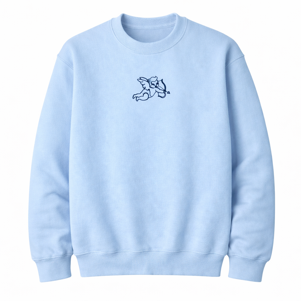 Minimal Cupid Embroidered Crewneck or Hoodie | Made to Order | 11 Colors