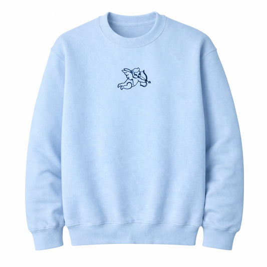 Minimal Cupid Embroidered Crewneck or Hoodie | Made to Order | 11 Colors
