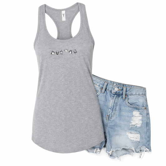 Embroidered Penguins Tank Top Womens Tank Shirt Gift Unisex Comfy Pullover Shirt Teen Present Embroidered Custom Crewneck Tank Top for Mom