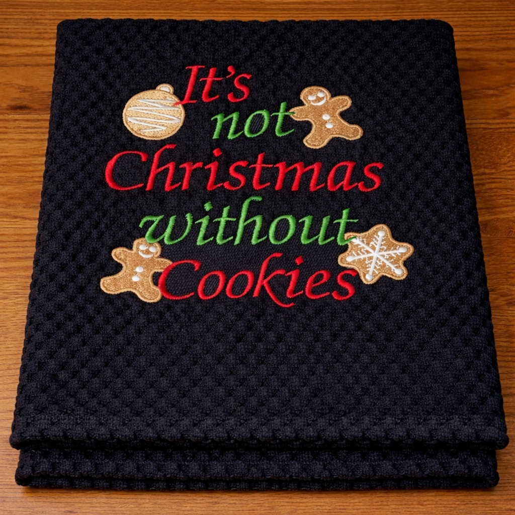 Christmas Cookie Embroidered Kitchen Towel