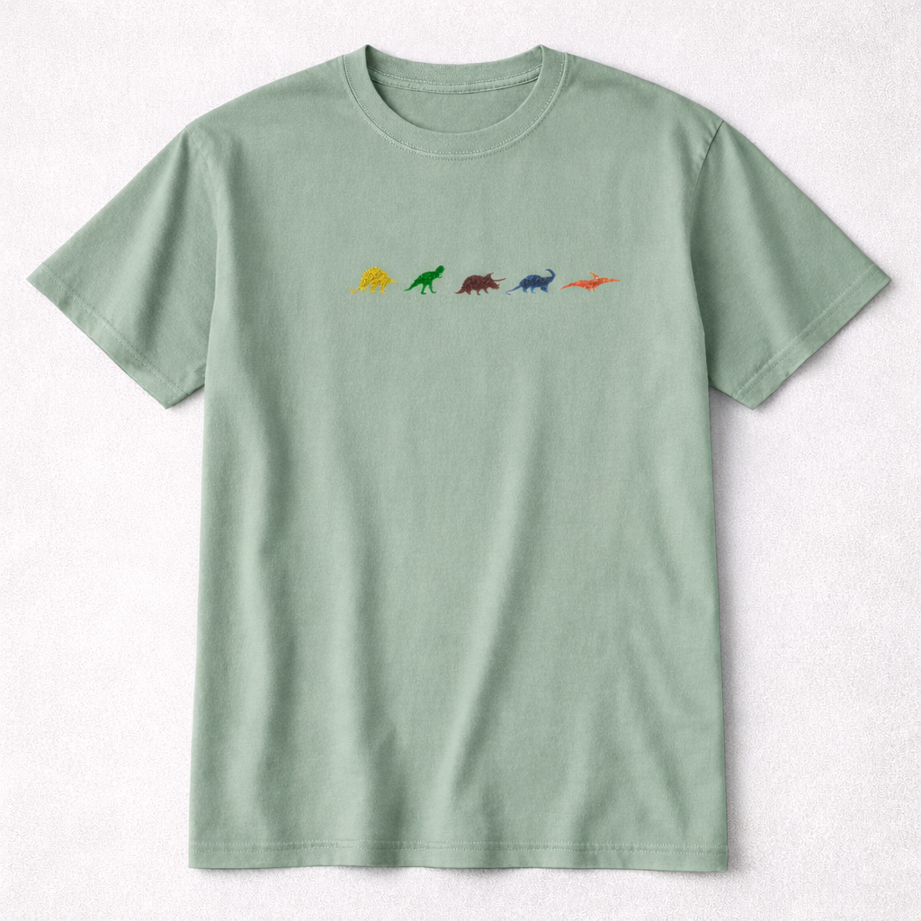 Embroidered Dinosaur T-Shirt | Comfort Colors Tee | 14 Colors Available | Minimal Dino Design | Made to Order